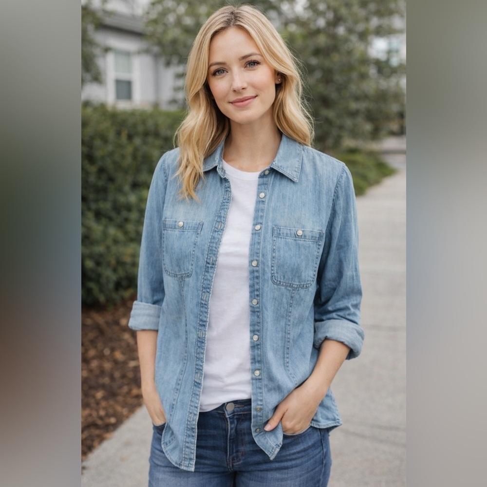 Talbots Light Blue Denim Button-Down Shirt
